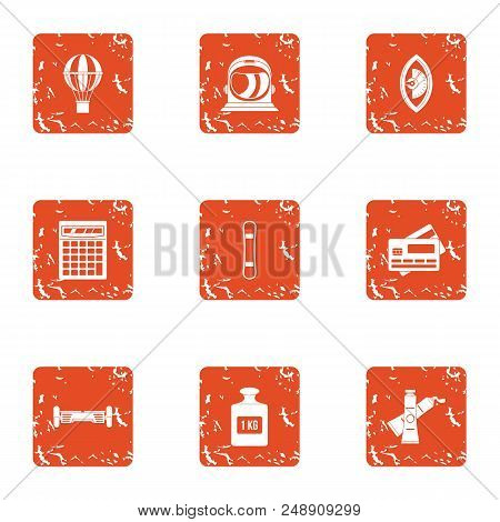 Air Training Icons Set. Grunge Set Of 9 Air Training Vector Icons For Web Isolated On White Backgrou