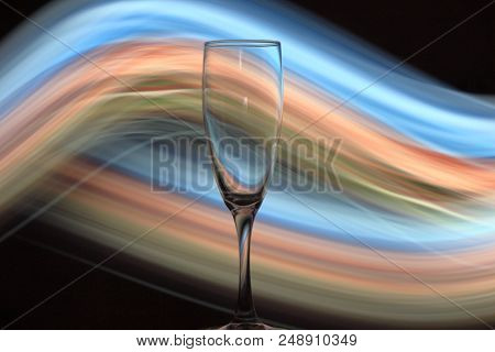 Night Photo Of Champagne Glass With Bright Lights