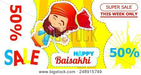 Happy Baisakhi Sale Concept Banner. Cartoon Illustration Of Happy Baisakhi Sale Vector Concept Banne