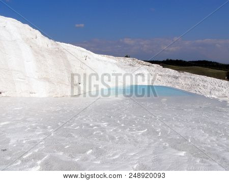Pamukkale Termal Waters With The White Rocks.