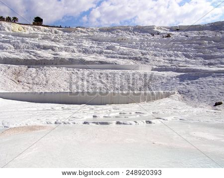 Pamukkale Termal Waters With The White Rocks.