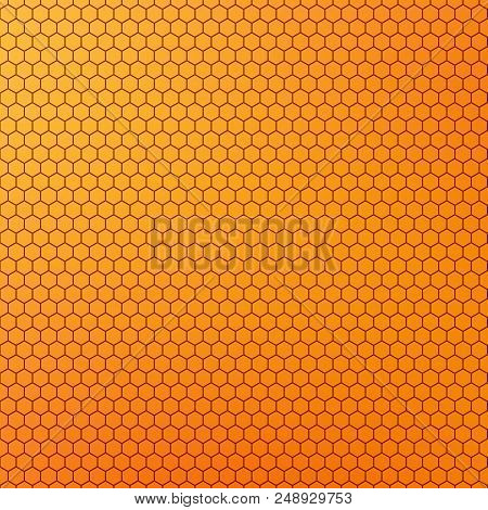 Yellow Orange Colored Honeycomb Design Abstract Background.