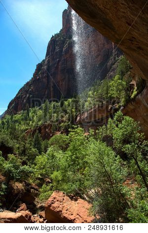 Waterfalls at the Emerald Pools at Zion National park in Utah in United States