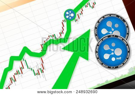 Aelf (elf) Index Rating Go Up On Exchange Market; Cryptocurrency Chart On Tablet Pc (smartphone) Wit