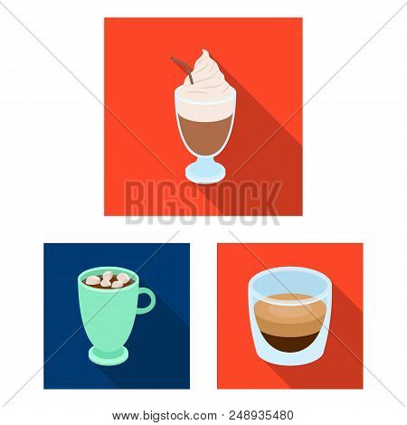 Different Kinds Of Coffee Flat Icons In Set Collection For Design. Coffee Drink Vector Symbol Stock 