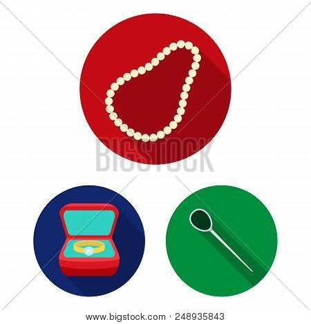 Jewelry And Accessories Flat Icons In Set Collection For Design.decoration Vector Symbol Stock  Illu