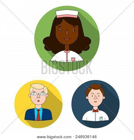 People Of Different Professions Flat Icons In Set Collection For Design. Worker And Specialist Vecto