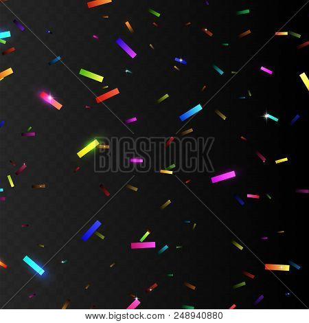 Stock Vector Illustration Realistic Colorful Multicolor Confetti, Glitters Isolated On A Transparent