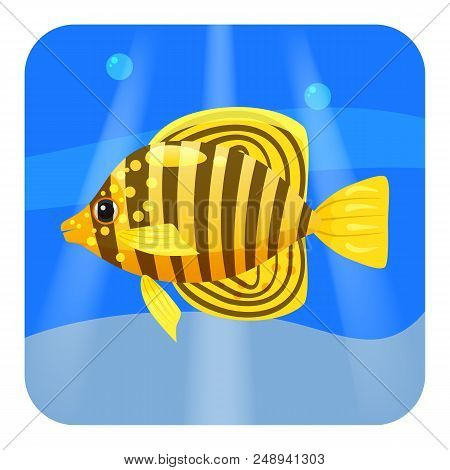 Exotic Tropical Fish Isolated On Seae Background. Vector Cartoon Illustration Isolated