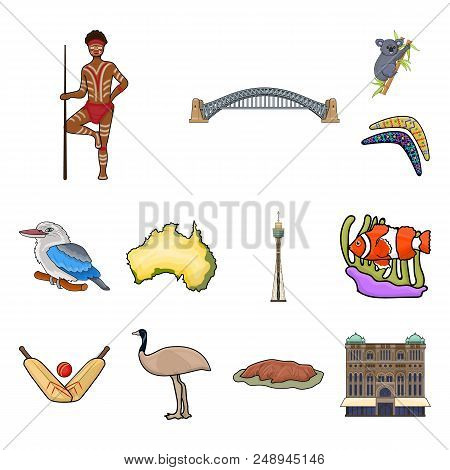 Country Australia Cartoon Icons In Set Collection For Design.travel And Attractions Vector Symbol St