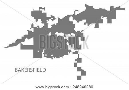 Bakersfield California City Map Grey Illustration Silhouette