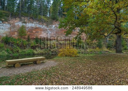 Red Cliffs In City Masalaca, Latvia.