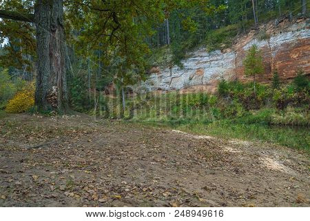 Red Cliffs In City Masalaca, Latvia.