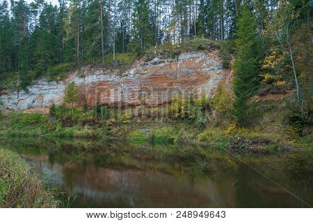 Red Cliffs In City Masalaca, Latvia.