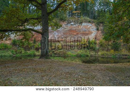Red Cliffs In City Masalaca, Latvia.