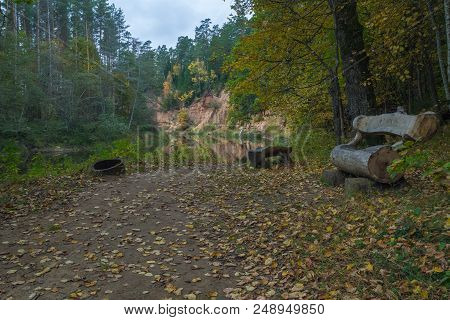 Red Cliffs In City Masalaca, Latvia.