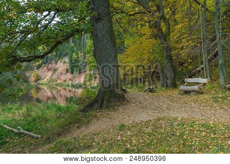 Red Cliffs In City Masalaca, Latvia.