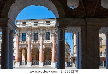 Vicenza, Italy - May 9, 2011: Dei Signori Square, The Loggia Del Capitano Palace  Seen From The Dell