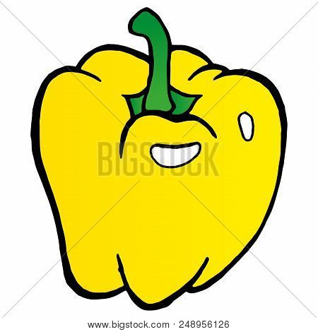 Pepper. Bell Pepper. Vector Illustration Of A Sweet Pepper. Hand Drawn Bell Pepper. Sketch Paprika.