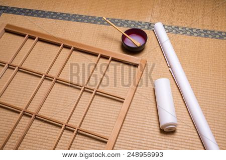 Framework Of The Sliding Paper Door Before Sticking Shoji Paper Screen
