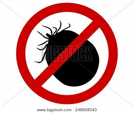 Detailed And Accurate Illustration Of Prohibition Sign For Soaked Ticks On White
