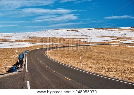 Trail Ridge Road, the highest (12,183 feet) continuous highway in the USA in high alpine tundra with rocks and mountains at autumn. Rocky Mountain National Park in Colorado, USA. 