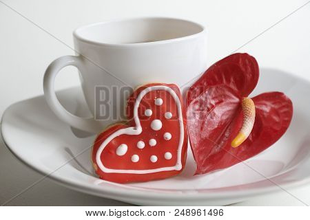 Beautiful Cookie And Bakery With Cup Of Coffee And Tea