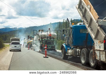 Road Construction Site In British Columbia Canada