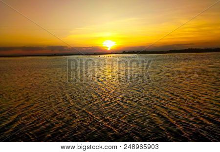 Sunset In The Rice Fields Of The Marchal Of Valencia