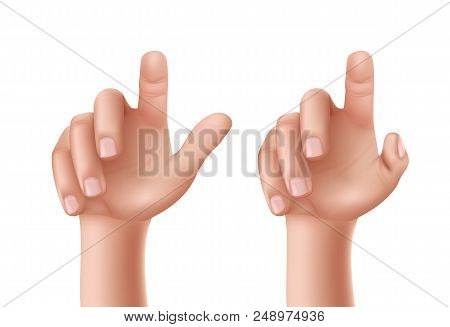 Set Of Illustrations Of Male Or Female Hands With A Raised Index Finger Pointing Upwards Isolated On