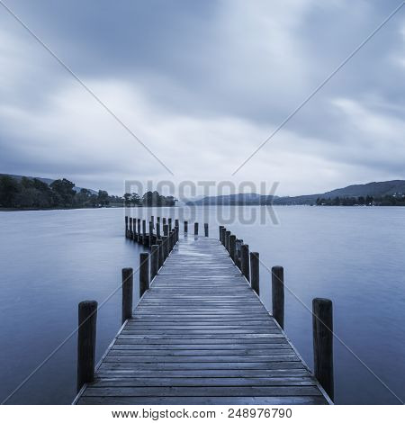 A Stormy Start To The Day At Coniston Water In The English Lake District. Square Format.