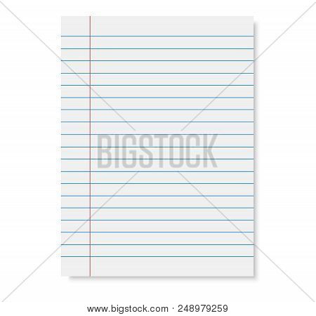 Lined Page Vector. Sheet Of Notebook Paper In The Line