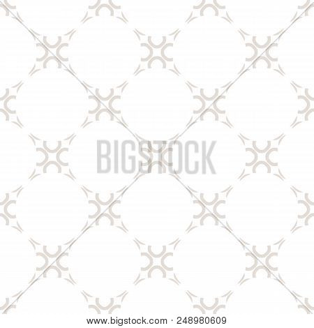 Subtle Linear Abstract Geometric Seamless Pattern. White And Beige Texture With Elegant Rounded Grid