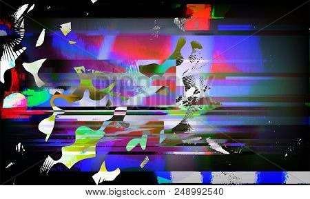Stock Vector Illustration. Glitch Style Computer Screen Error Templates. Digital Pixel Noise Abstrac
