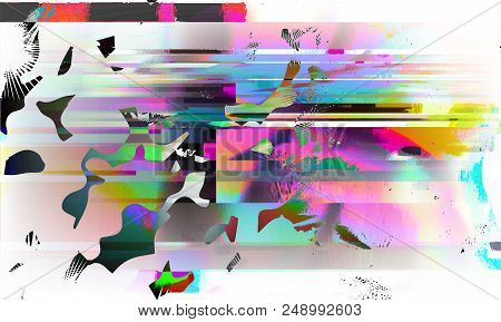 Stock Vector Illustration. Glitch Style Computer Screen Error Templates. Digital Pixel Noise Abstrac