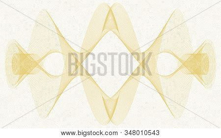 Golden Guilloche Design. Line Art Watermark Pattern. Squiggle Thin Symmetric Curves. Vector Abstract
