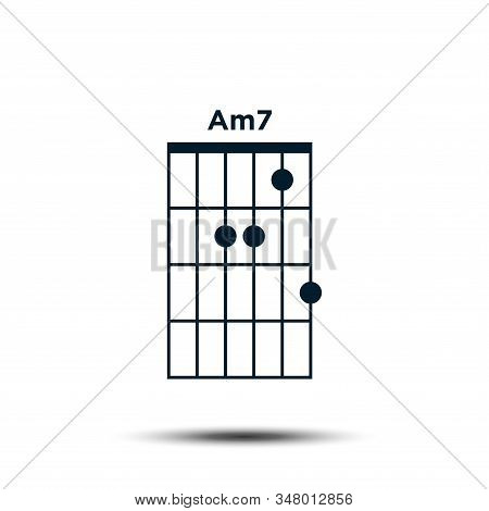Am7, Basic Guitar Chord Chart Icon Vector Template