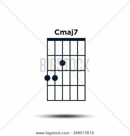 Cmaj7, Basic Guitar Chord Chart Icon Vector Template