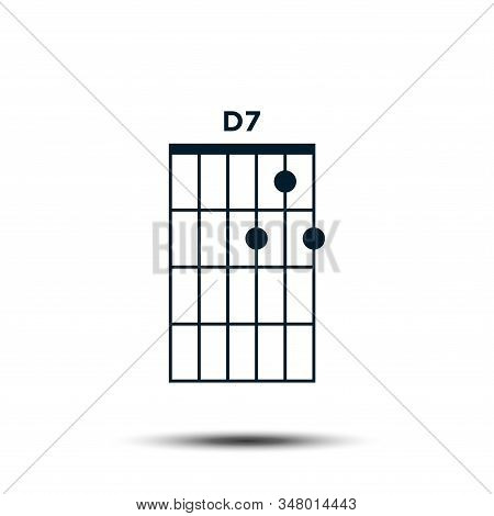 D7, Basic Guitar Chord Chart Icon Vector Template