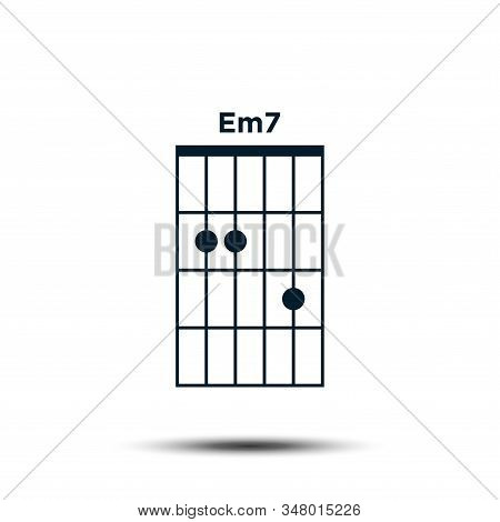 Em7, Basic Guitar Chord Chart Icon Vector Template