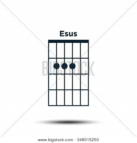 E Sus, Basic Guitar Chord Chart Icon Vector Template