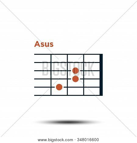 A Sus, Basic Guitar Chord Chart Icon Vector Template