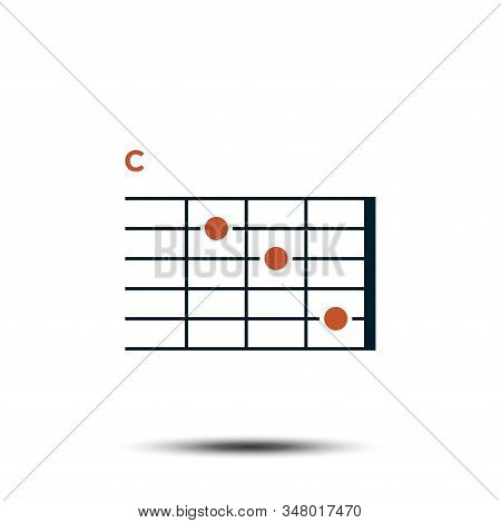 C, Basic Guitar Chord Chart Icon Vector Template