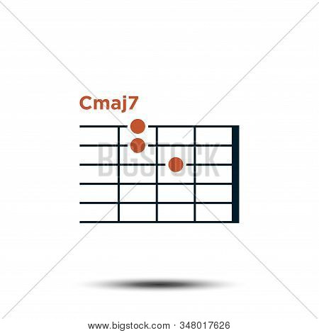Cmaj7, Basic Guitar Chord Chart Icon Vector Template