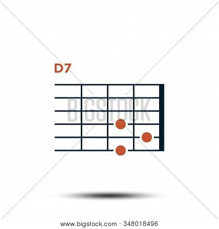 D7, Basic Guitar Chord Chart Icon Vector Template