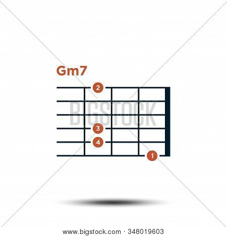 Gm7, Basic Guitar Chord Chart Icon Vector Template