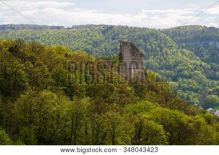 Landscape With Castle Ruins In Pfeffingen, Canton Baselland, Switzerland