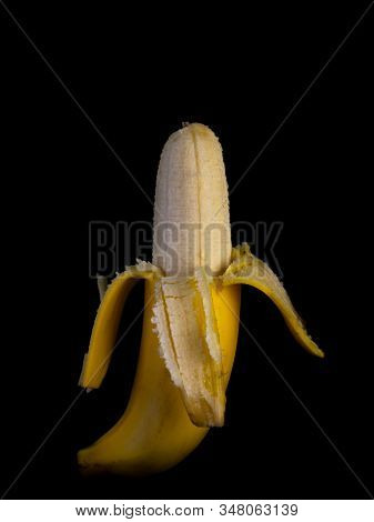 Fresh Cavendish Banana On Black Background. (fruit For Health)