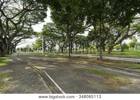 Singapore. January 2020.  A View Of The Park And The Old Kallang Airport Gateway