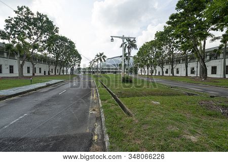 Singapore. January 2020.  A View Of The Park And The Old Kallang Airport Gateway